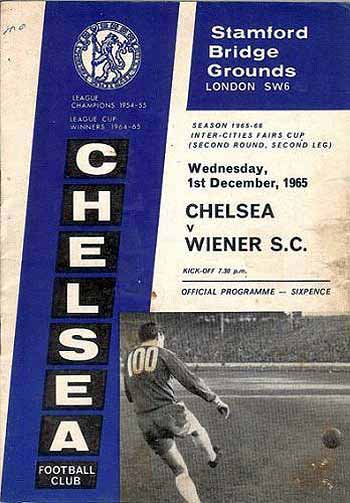 programme cover for Chelsea v Wiener Sportklub, Wednesday, 1st Dec 1965