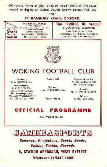 programme cover for Woking v Chelsea, 7th Dec 1965