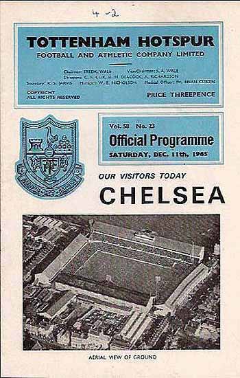 programme cover for Tottenham Hotspur v Chelsea, Saturday, 11th Dec 1965
