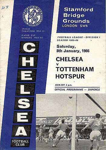 programme cover for Chelsea v Tottenham Hotspur, 8th Jan 1966