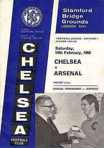 programme cover for Chelsea v Arsenal, 19th Feb 1966