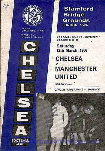 programme cover for Chelsea v Manchester United, Saturday, 12th Mar 1966