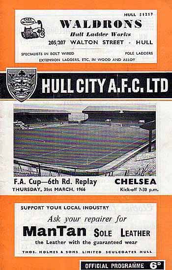 programme cover for Hull City v Chelsea, Thursday, 31st Mar 1966
