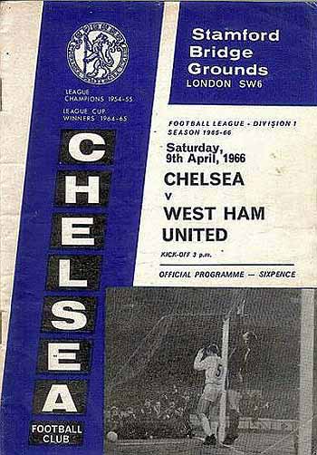 programme cover for Chelsea v West Ham United, 9th Apr 1966