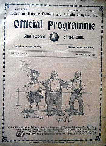 programme cover for Tottenham Hotspur v Chelsea, 10th Oct 1910