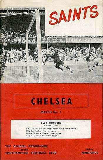 programme cover for Southampton v Chelsea, 3rd Sep 1966