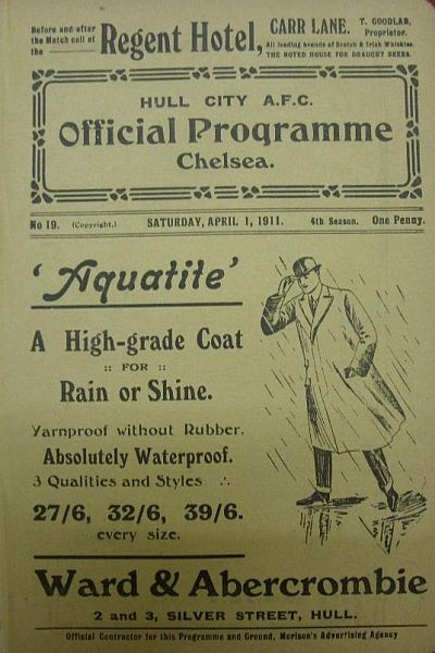 programme cover for Hull City v Chelsea, 1st Apr 1911