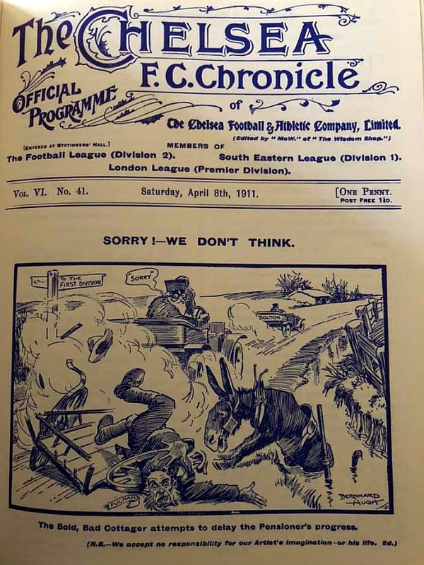 programme cover for Chelsea v Fulham, 8th Apr 1911