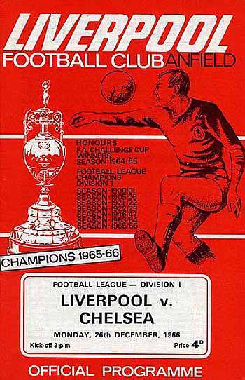 programme cover for Liverpool v Chelsea, 26th Dec 1966