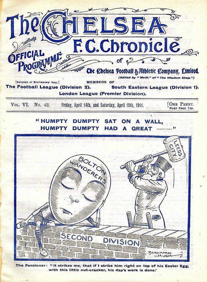 programme cover for Chelsea v Leeds City, Friday, 14th Apr 1911