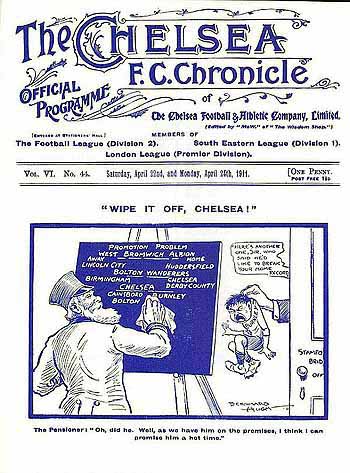 programme cover for Chelsea v Burnley, 22nd Apr 1911