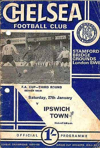 programme cover for Chelsea v Ipswich Town, Saturday, 27th Jan 1968