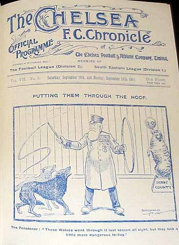 programme cover for Chelsea v Wolverhampton Wanderers, Saturday, 16th Sep 1911