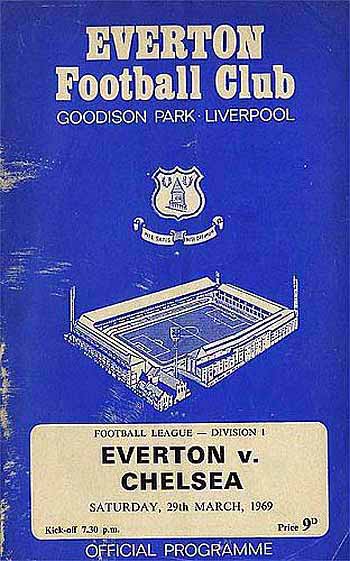 programme cover for Everton v Chelsea, Saturday, 29th Mar 1969