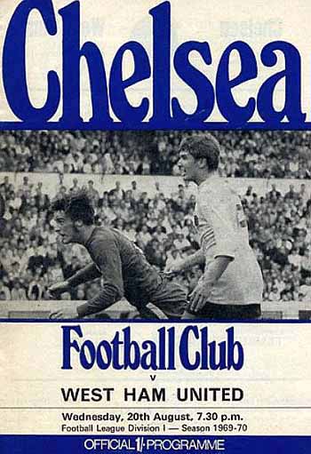 programme cover for Chelsea v West Ham United, Wednesday, 20th Aug 1969