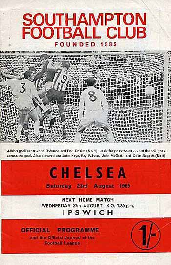 programme cover for Southampton v Chelsea, Saturday, 23rd Aug 1969