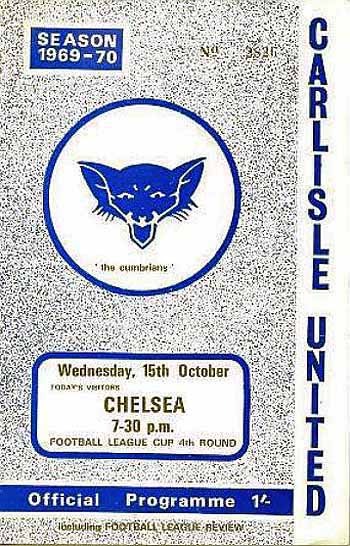 programme cover for Carlisle United v Chelsea, Wednesday, 15th Oct 1969