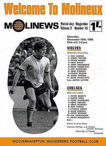 programme cover for Wolverhampton Wanderers v Chelsea, 13th Dec 1969