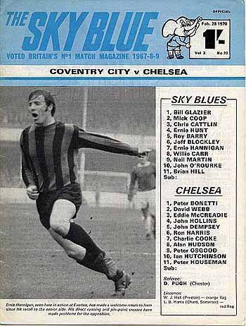 programme cover for Coventry City v Chelsea, 28th Feb 1970