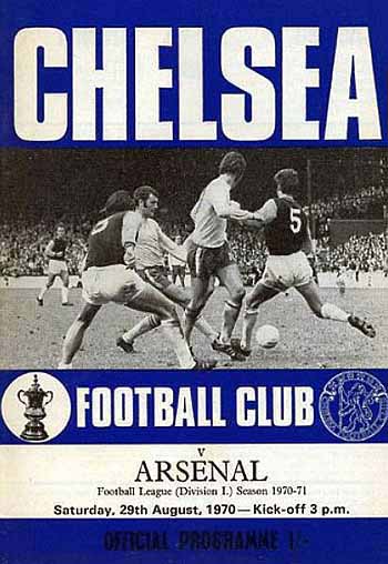 programme cover for Chelsea v Arsenal, Saturday, 29th Aug 1970