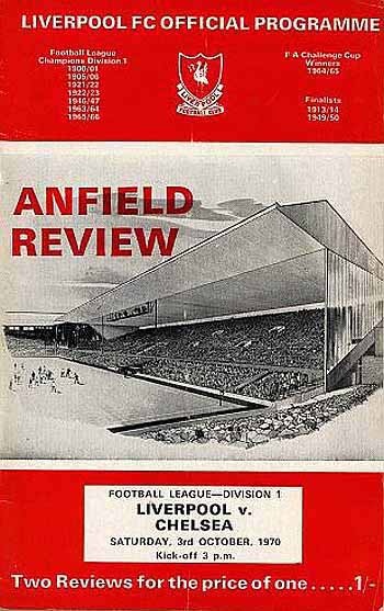 programme cover for Liverpool v Chelsea, 3rd Oct 1970