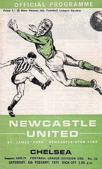 programme cover for Newcastle United v Chelsea, Saturday, 6th Feb 1971