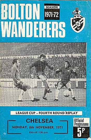 programme cover for Bolton Wanderers v Chelsea, 8th Nov 1971