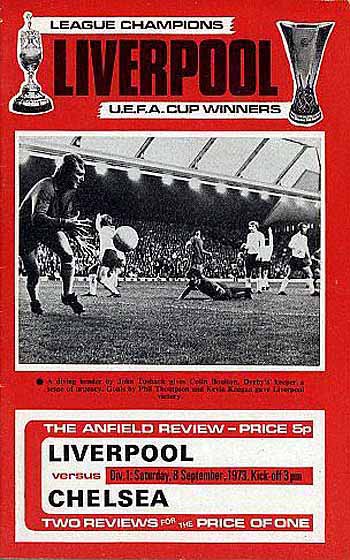 programme cover for Liverpool v Chelsea, 8th Sep 1973