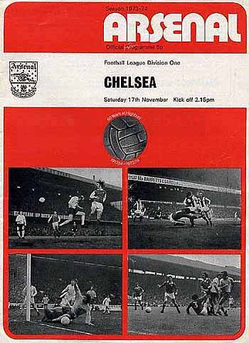 programme cover for Arsenal v Chelsea, 17th Nov 1973