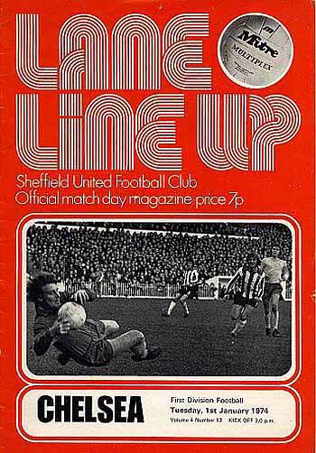 programme cover for Sheffield United v Chelsea, 1st Jan 1974
