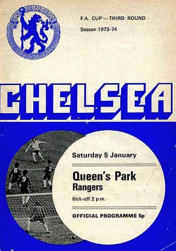 programme cover for Chelsea v Queens Park Rangers, 5th Jan 1974