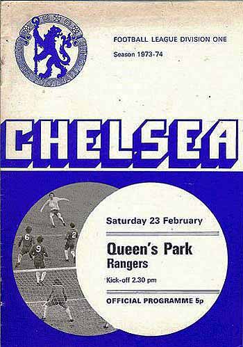 programme cover for Chelsea v Queens Park Rangers, 23rd Feb 1974