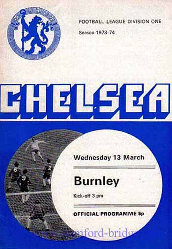 programme cover for Chelsea v Burnley, 13th Mar 1974