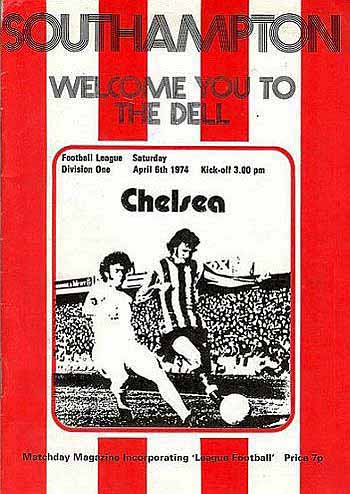 programme cover for Southampton v Chelsea, Saturday, 6th Apr 1974