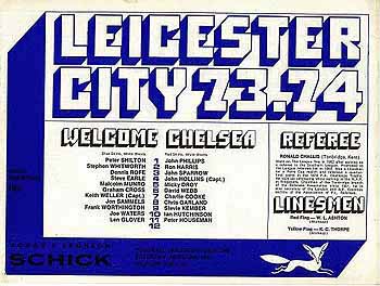programme cover for Leicester City v Chelsea, 20th Apr 1974