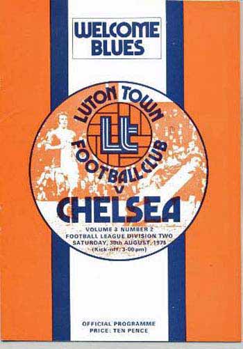 programme cover for Luton Town v Chelsea, 30th Aug 1975