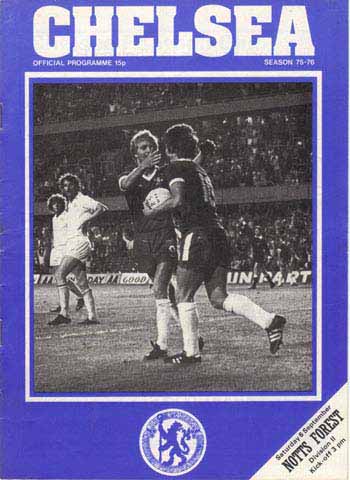 programme cover for Chelsea v Nottingham Forest, Saturday, 6th Sep 1975