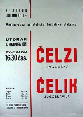 programme cover for NK Čelik Zenica v Chelsea, Tuesday, 4th Nov 1975