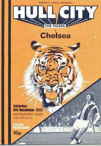 programme cover for Hull City v Chelsea, 8th Nov 1975