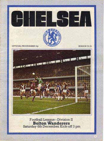 programme cover for Chelsea v Bolton Wanderers, Saturday, 6th Dec 1975