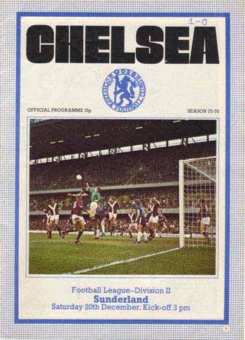 programme cover for Chelsea v Sunderland, 20th Dec 1975