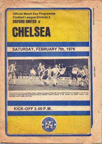 programme cover for Oxford United v Chelsea, 7th Feb 1976