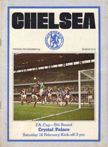 programme cover for Chelsea v Crystal Palace, 14th Feb 1976