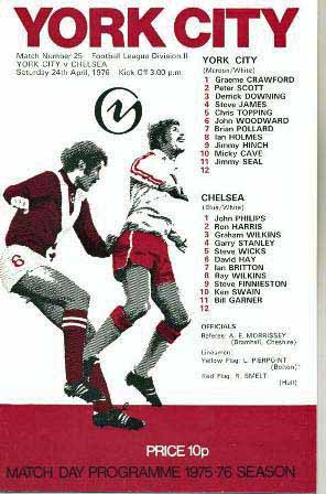 programme cover for York City v Chelsea, 24th Apr 1976