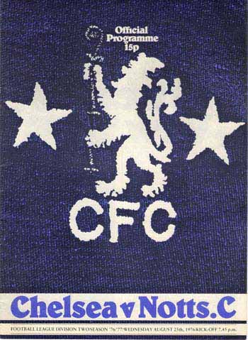 programme cover for Chelsea v Notts County, Wednesday, 25th Aug 1976