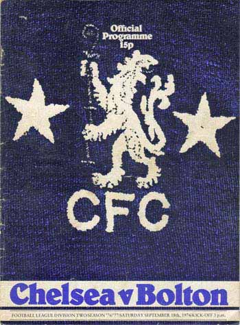 programme cover for Chelsea v Bolton Wanderers, 18th Sep 1976