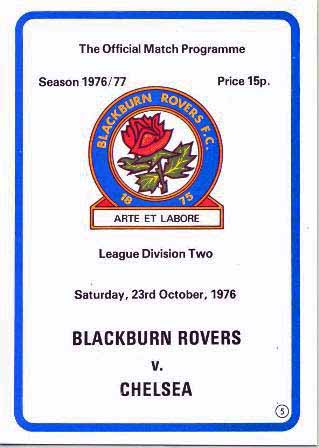 programme cover for Blackburn Rovers v Chelsea, 23rd Oct 1976