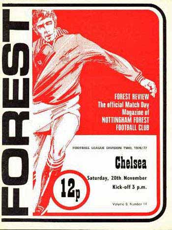 programme cover for Nottingham Forest v Chelsea, 20th Nov 1976