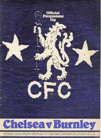 programme cover for Chelsea v Burnley, 27th Nov 1976