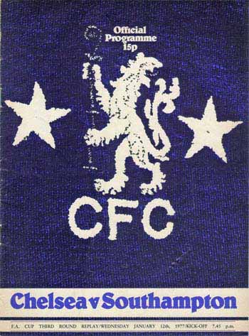 programme cover for Chelsea v Southampton, Wednesday, 12th Jan 1977